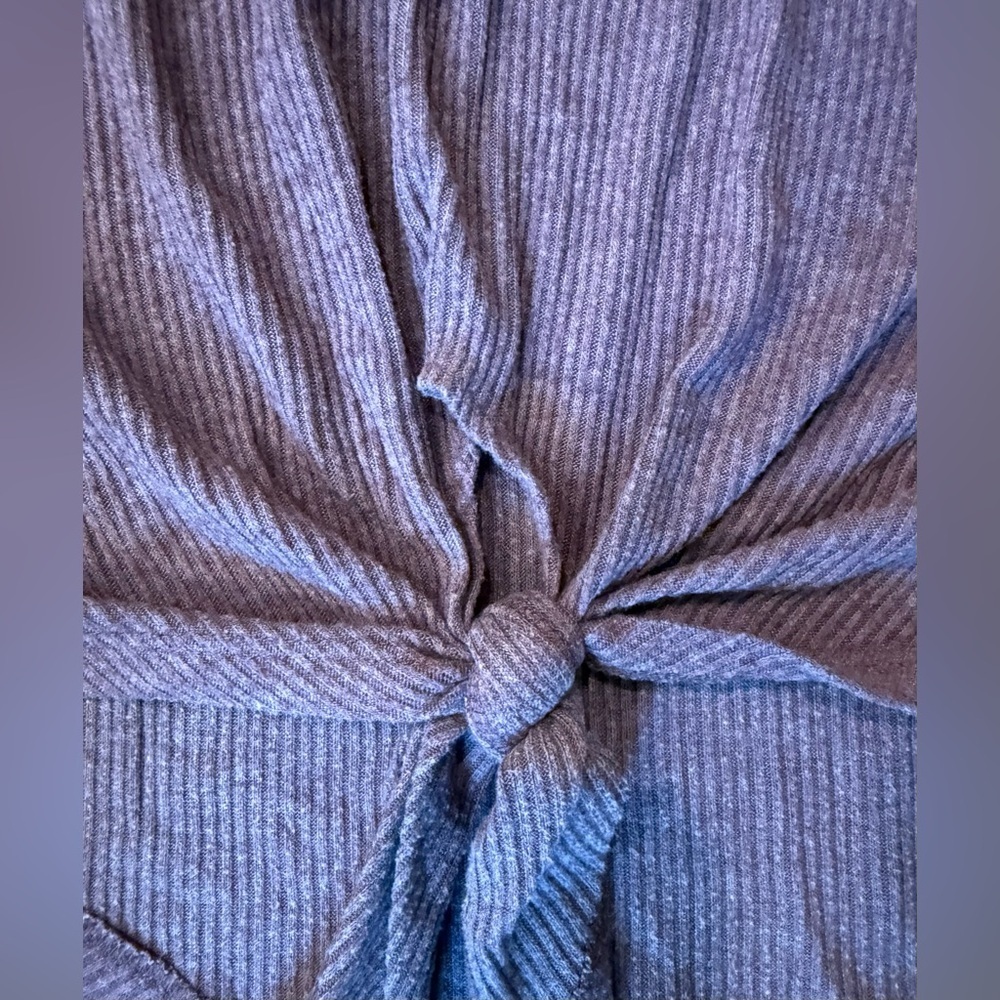 Treasure & Bond Ribbed Henley Tie Front Top Mauve Purple Size M - Picture 3 of 6